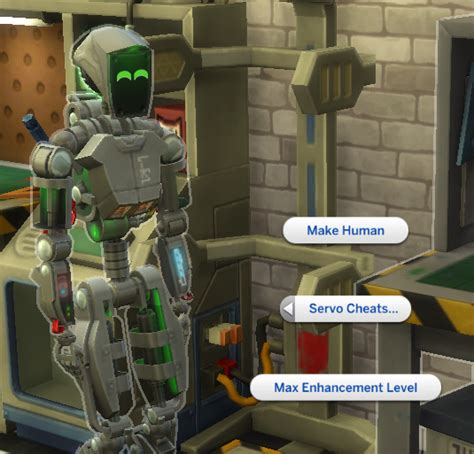 Just that option is missing, the "check enhancement progress" is there. . Sims 4 servo enhancement